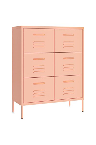 vidaxl Drawer cabinet, pink, 80x35x101.5 cm, steel