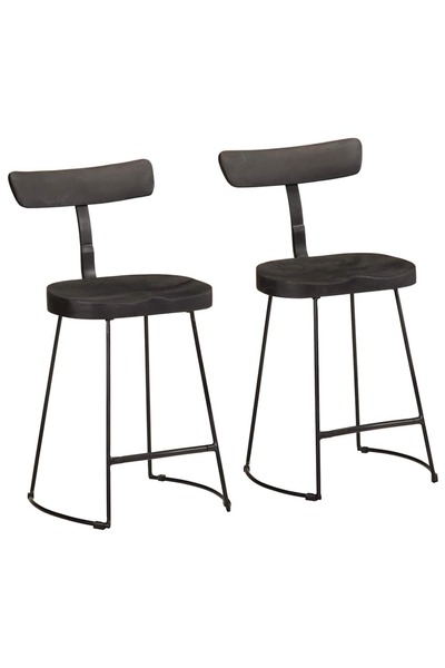 vidaxl Scaune de bar 2 buc Negru 49x43x79 cm Lemn masiv Mango