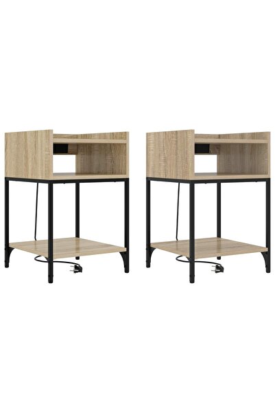 vidaxl Dulap de noapte cu raft 2 pcs Stejar Sonoma 40 x 40 x 61 cm