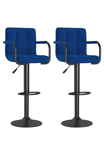 vidaxl Scaune de bar, 2 buc., albastru, material textil