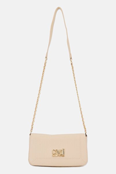 Cavalli Class Women Brand Logo Crossbody Bag, Beige