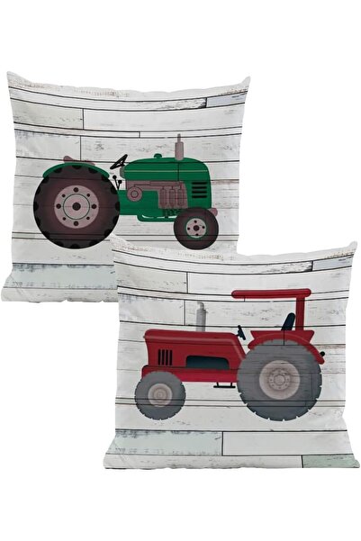 JAHEMU Husă de pernă cu model tractor, din in, Huse decorative pentru perne, ...