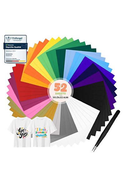 moinkerin 52 bucăți folie plotter pentru textile cu pensetă, 30,5 x 25,4 cm, ...