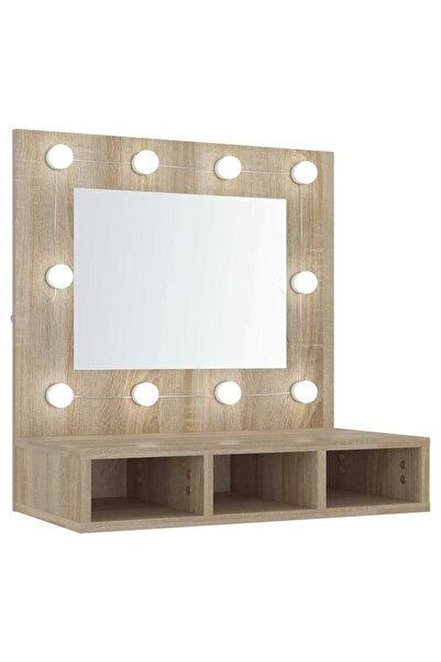 vidaxl Dulap cu oglindă și LED, stejar sonoma, 60x31,5x62 cm