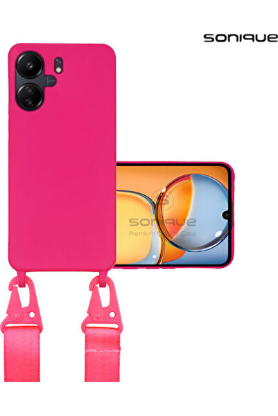 Other Sonique Πίσω Θήκη Σιλικόνης 0.5mm με Λουράκι Φούξια (Redmi 13C 4G / Red...