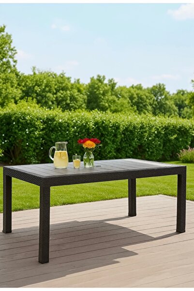 Rattan 90X150 Camsız Balkon Teras ve Bahçe Masası Dış Mekan