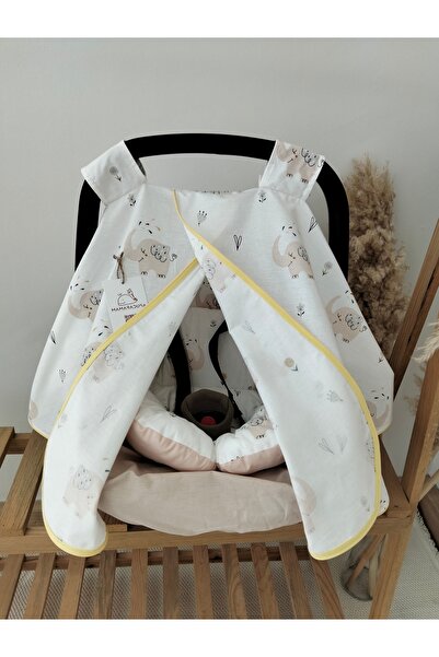 MAMARADUGA Stroller Cover+Stroller Cushion+Stroller Sheet Set of 3 Beige Cute...
