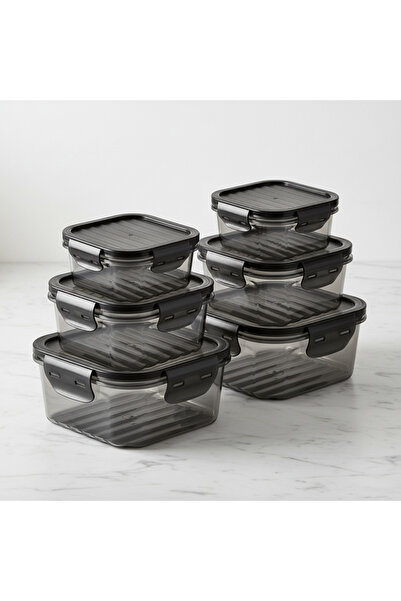 QLUX IDEAS Premium 6-Piece Plastic Storage Container Set 1400-800-400 ml |   ...
