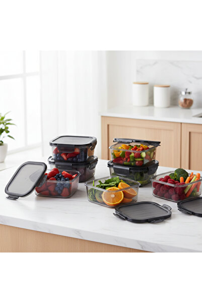QLUX IDEAS Premium 6-Piece Plastic Storage Container Set 1400 ml |   Leak-Pro...