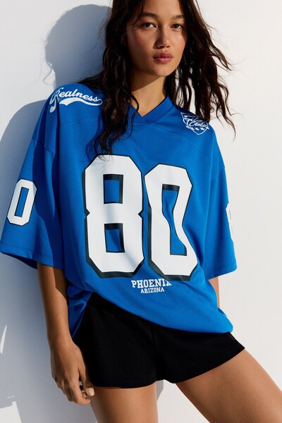 Bershka Kısa kollu oversize baskılı tişört