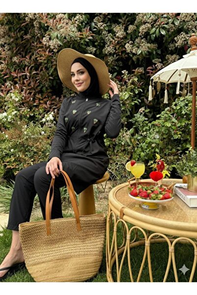 Moodbasic PALMİYE İŞLEMELİ TESETTÜR MAYO