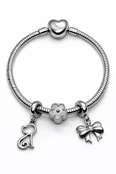 MakeWell Stainless Steel Charm Bracelet, Tarnish Resistant Steel Bracelet, El...
