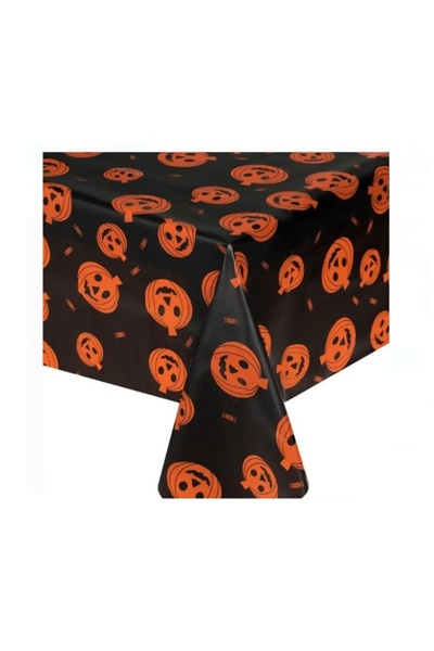 emc onshop Jumbo party tablecloth, black with orange pumpkins, 178x132cm
