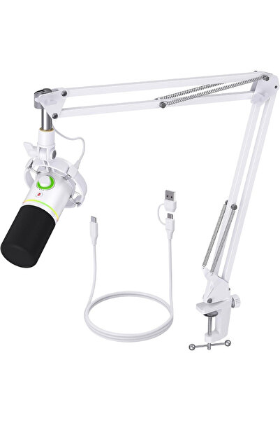 Velixo Microfon profesional USB/XLR cu braț reglabil, cardioid, RGB, funcție ...