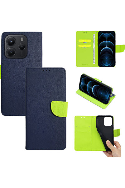 Other Sonique Trend Θήκη-Πορτοφόλι για Xiaomi Redmi Note 14 5G Σκούρο Μπλε Λάιμ