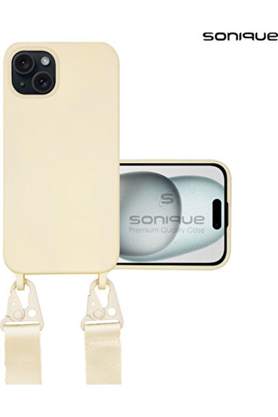Other Sonique Πίσω Κάλυμμα Σιλικόνης 0.5mm με Λουράκι Μπεζ (iPhone 15 Plus)