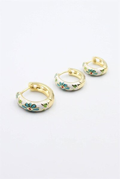 atastore2017 3-piece enamel flower earring - white