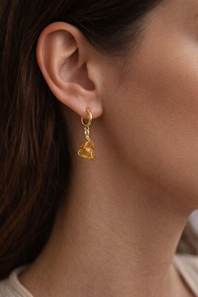 ÇAĞ MODA AKSESUAR Tiger's Eye Natural Stone Dangle Earrings