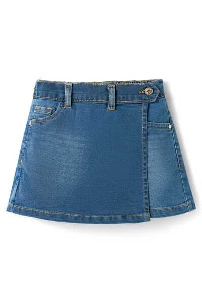 Primo Gino Woven Denim Skort - Mid Blue
