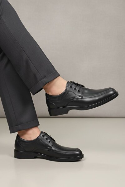 enoch Men's Smooth and Embossed Leather Textured Low-Heel Lace-Up Classic Cas...