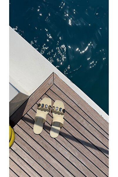 Eataly Shoes Porto Crystal Sarı Jelly Taşlı Terlik