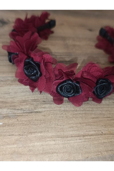 Esram Butik Burgundy Floral Crown, Maternity, Hospital Birthday, Bridal Weddi...