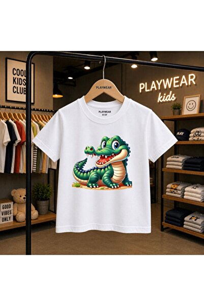 playwear Tricou unisex pentru copii 100% cu imprimeu crocodil, 5 6 -7 8-9 10 ...