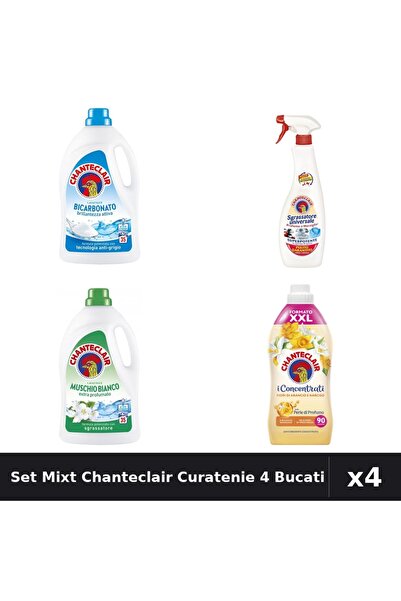 Chanteclair Set 4 Detergent și Balsam 1575ml 1800ml - Bicarbonat, Mosc Alb, F...