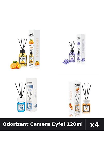 Eyfel Set 4 Odorizant Camera cu Betisoare 120ml - Portocala, Lavanda, Cool Wa...
