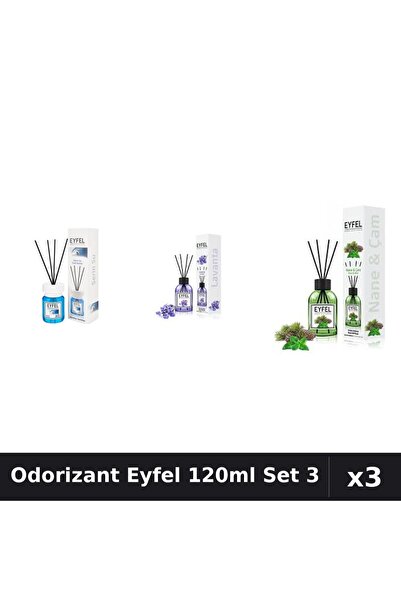 Eyfel Set 3 Odorizant Camera cu Betisoare 120ml - Cool Water, Lavanda, Pin Si...