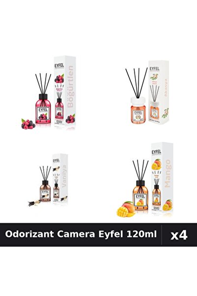 Eyfel Top Bottom Set of 4 Room Air Fresheners with Sticks 120ml - Acacia, Ber...