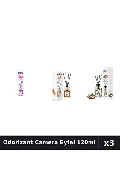 Eyfel Top Bottom Set of 3 Room Air Freshener Sticks 120ml - Bubble Gum, Peach...