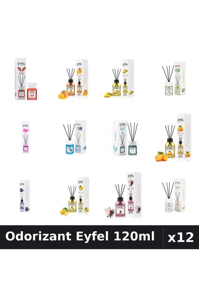 Eyfel Set 12 Odorizante Camera cu Betisoare - 12 Arome Asortate, 120ml