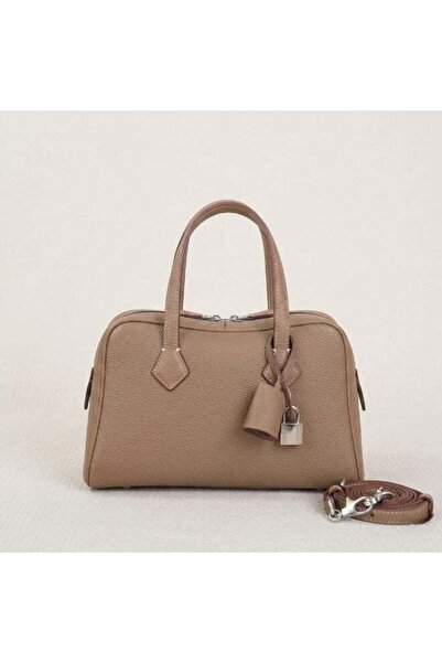 Generic Elegant Pebbled Leather Boston Handbag with Lock Detail & Detachable ...