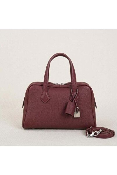 Generic Elegant Pebbled Leather Boston Handbag with Lock Detail & Detachable ...