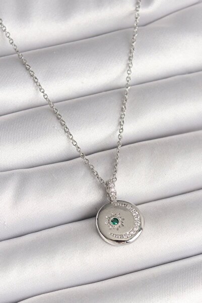 Skygo 316L Steel Silver Color Chain Medallion Zircon Stone Embroidered Cresce...