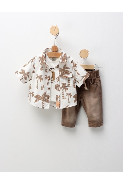 MiniKids Set premium Summer palmier maro