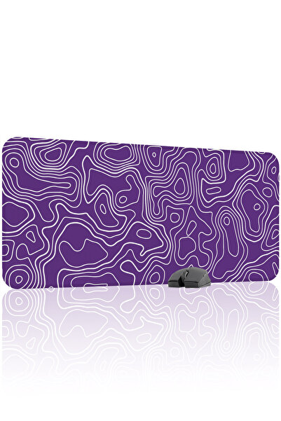 mousepad bastir Purple White 90x40 XXL Fan Gaming Mouse Pad Bază anti-aluneca...