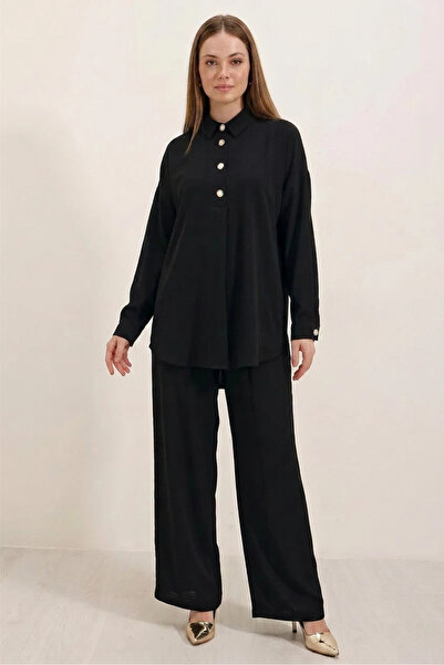 buğrahayalin Women's Buttoned Oversize Black Suit