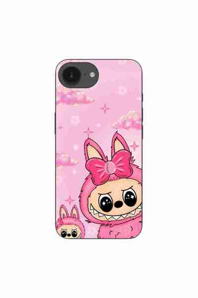 OEM Husa compatibila cu Apple iPhone 16e Silicon Gel Tpu Model Labubu Pink Fa...