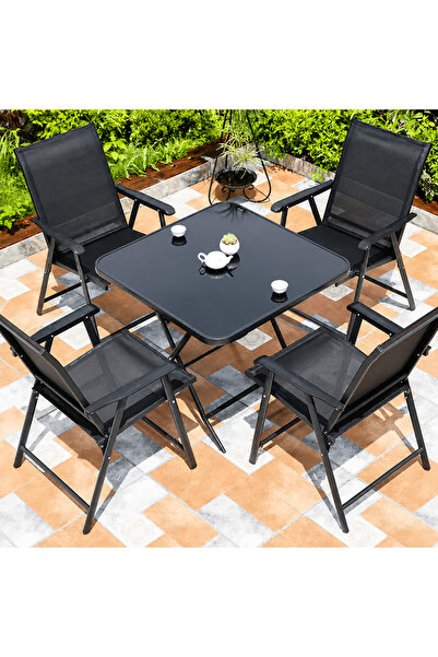 ROHS Set mobilier de grădină pentru exterior și interior, Masă pliabilă + 4 s...