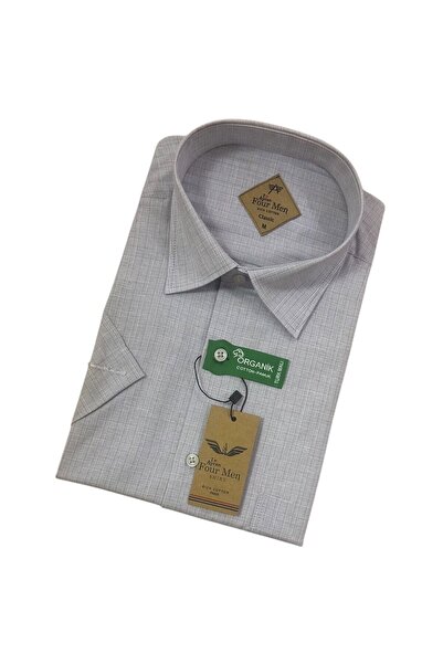 GÖMLEK GALERİSİ Men's Classic Wide Cut Pastel Striped Cotton Short Sleeve Shirt