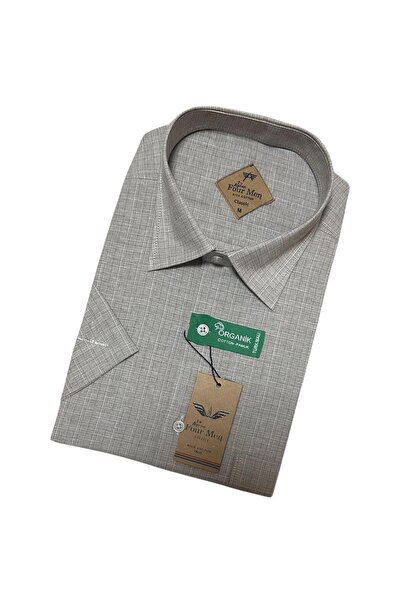 GÖMLEK GALERİSİ Men's Classic Wide Cut Pastel Striped Cotton Short Sleeve Shirt