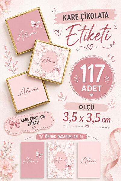 YEAP OFFICE Kişiye Özel İsimli Kare Çikolata Etiketi Yapışkanlı 117 Adet (3,5...