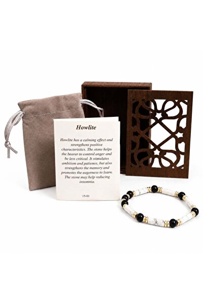 velve Bratara terapeutica din pietre naturale Howlite, pentru calmare si redu...