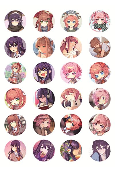 nihonwosekai Set de autocolante anime Doki Doki Literature Club, 24 bucăți