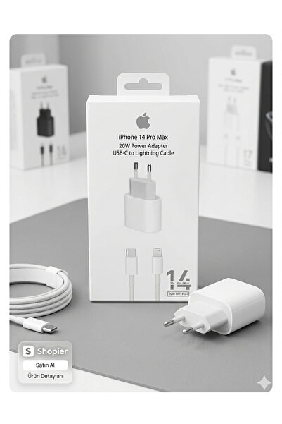 ŞARJ iPhone Uyumlu 20W USB-C Hızlı Adaptörü ve Lightning Kablo Seti (Full Kutu)
