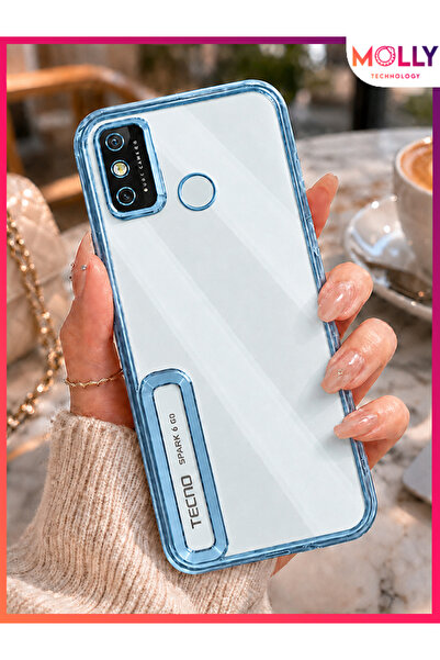 Molly TECNO SPARK 6 GO İçin Kenarları Metalik Sierra Blue Lens Koruyuculu Lou...