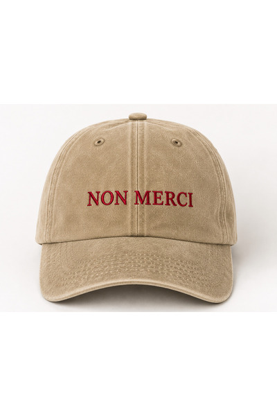 WeavedCo "Non Merci" Minimal Embroidered Vintage Washed Baseball Cap