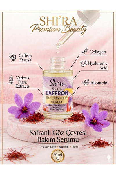 Shi'ra Safranlı Göz Çevresi Bakım Serumu 30 ml | Nemlendirici, Aydınlatıcı ve Anti Aging Kırışıklık Yaşlanma Karşıtı Göz Altı Serumu